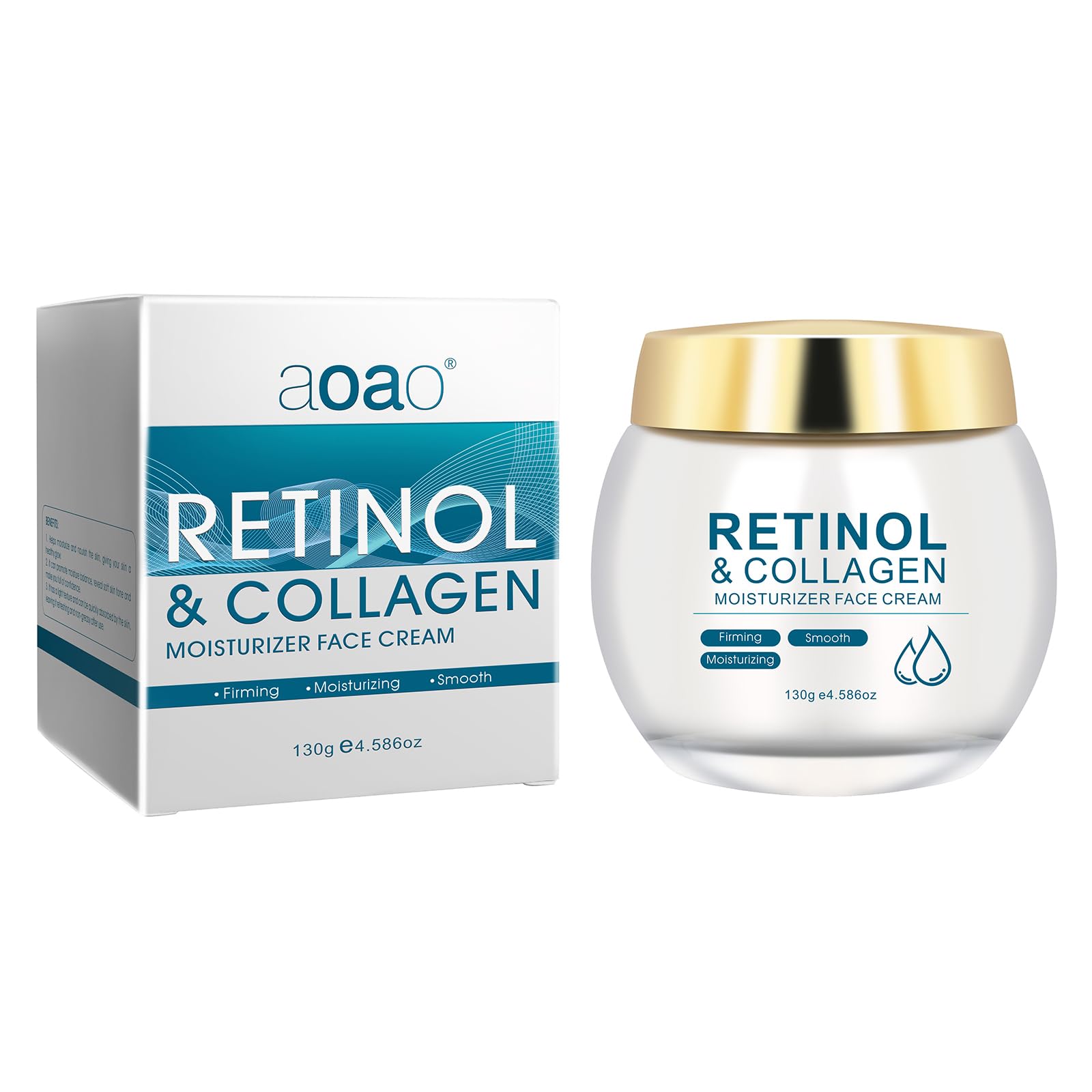 Retinol Collagen Hyaluronic Acid Anti-Aging Moisturizer for Face & Neck - Hydrating Daily Cream for Wrinkles & Fine Line
