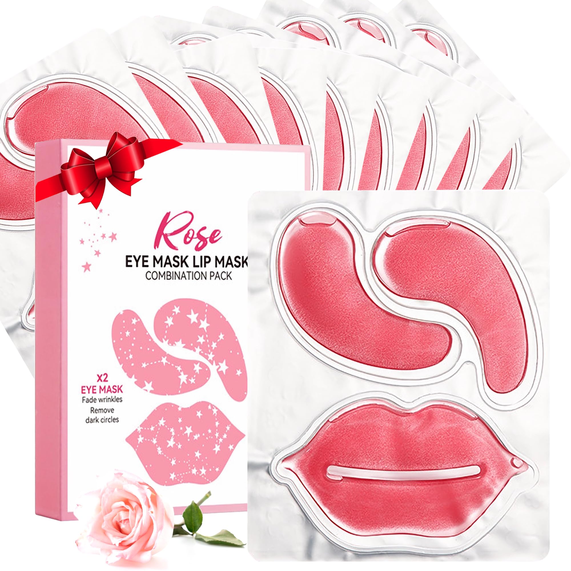 10 Pair Under Eye Mask & 10 Pair Lip Mask Skincare Set for Puffy Eyes & Dry Lips Gifts for Women